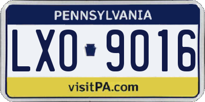 PA license plate LXO9016
