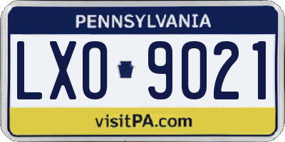 PA license plate LXO9021