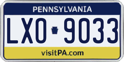 PA license plate LXO9033
