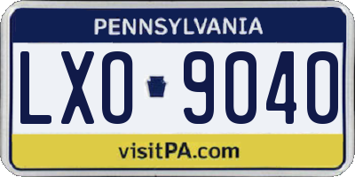 PA license plate LXO9040