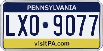 PA license plate LXO9077