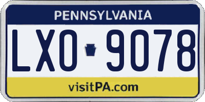PA license plate LXO9078