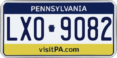 PA license plate LXO9082