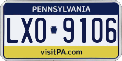 PA license plate LXO9106