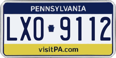 PA license plate LXO9112