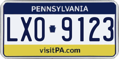 PA license plate LXO9123