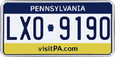 PA license plate LXO9190