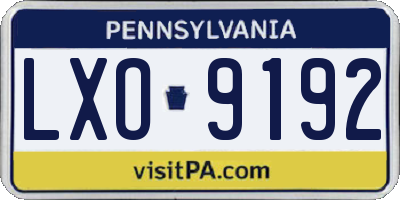 PA license plate LXO9192