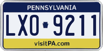 PA license plate LXO9211