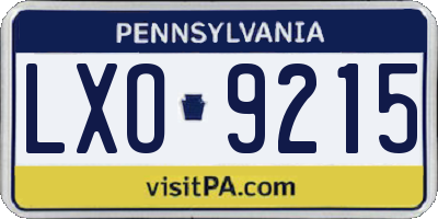 PA license plate LXO9215