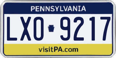 PA license plate LXO9217