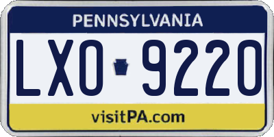PA license plate LXO9220