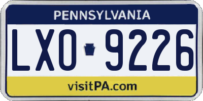 PA license plate LXO9226