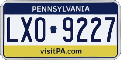 PA license plate LXO9227