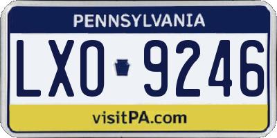 PA license plate LXO9246