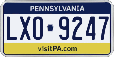 PA license plate LXO9247