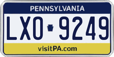 PA license plate LXO9249