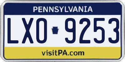 PA license plate LXO9253