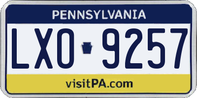 PA license plate LXO9257