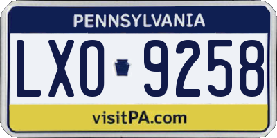 PA license plate LXO9258