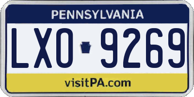 PA license plate LXO9269