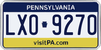 PA license plate LXO9270