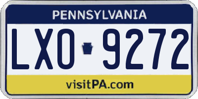 PA license plate LXO9272