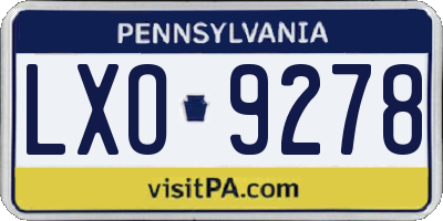 PA license plate LXO9278