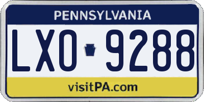 PA license plate LXO9288