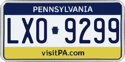 PA license plate LXO9299