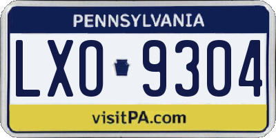 PA license plate LXO9304