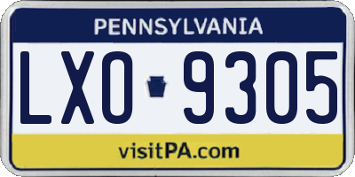 PA license plate LXO9305