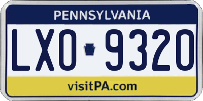 PA license plate LXO9320
