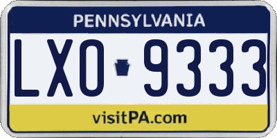 PA license plate LXO9333