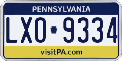PA license plate LXO9334
