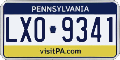 PA license plate LXO9341