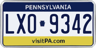 PA license plate LXO9342