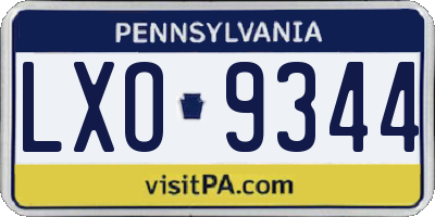 PA license plate LXO9344
