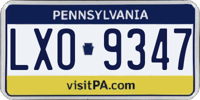 PA license plate LXO9347