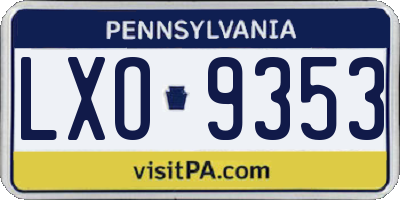 PA license plate LXO9353