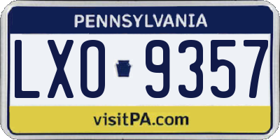 PA license plate LXO9357