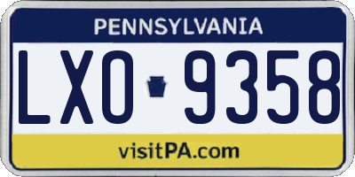 PA license plate LXO9358
