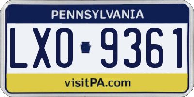 PA license plate LXO9361