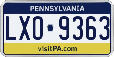 PA license plate LXO9363