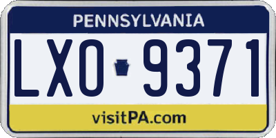 PA license plate LXO9371