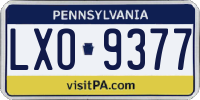 PA license plate LXO9377