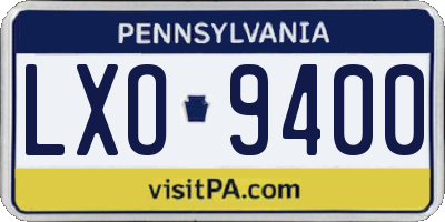 PA license plate LXO9400