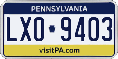 PA license plate LXO9403