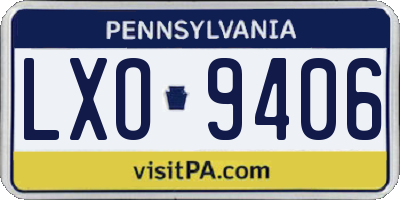 PA license plate LXO9406