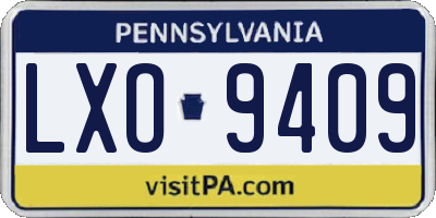 PA license plate LXO9409
